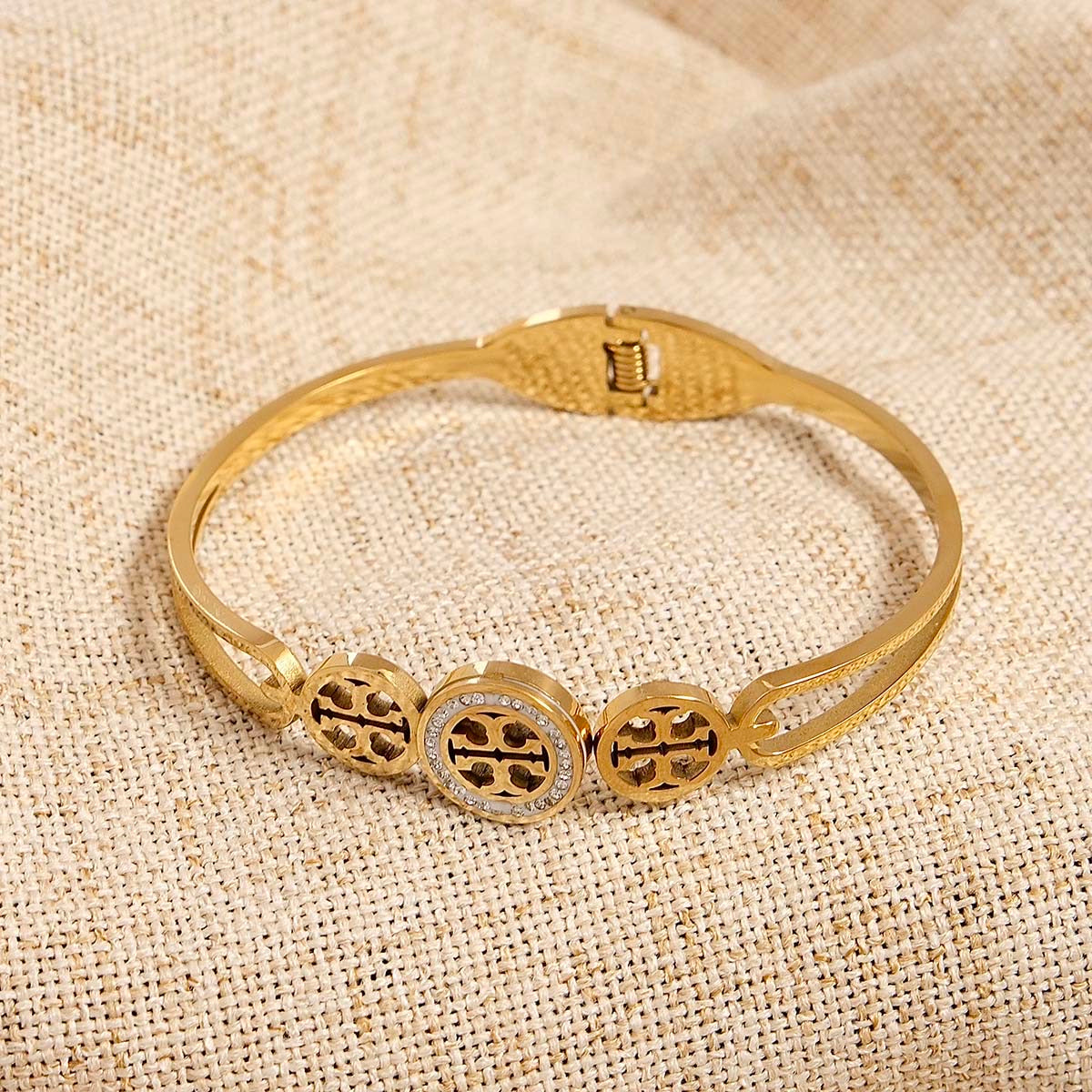 Casual Simple Style Classic Style Geometric 304 Stainless Steel 18K Gold Plated Zircon Bangle In Bulk